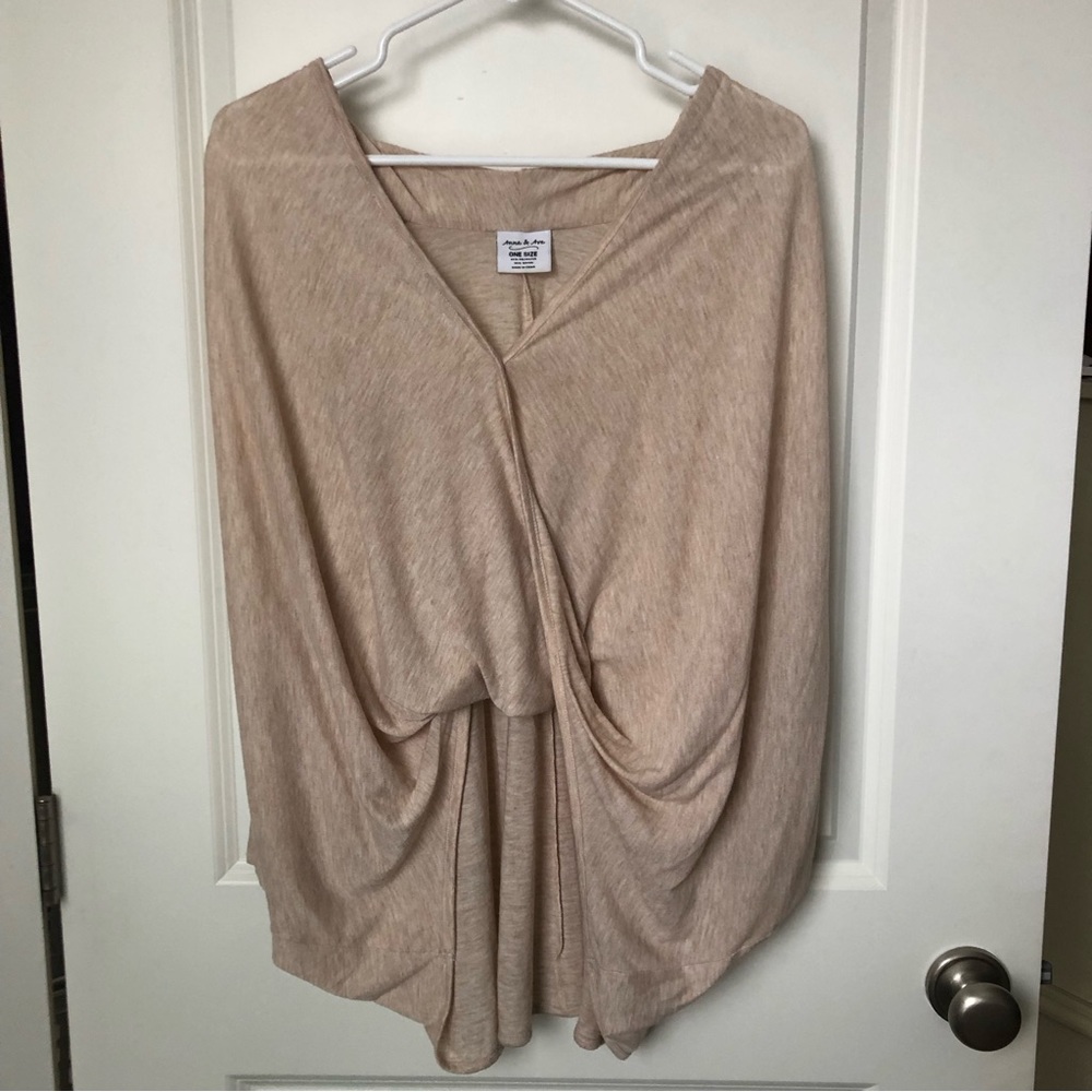Anna & Ava Blouse, One Size Fits All, Tan/Cream Colored